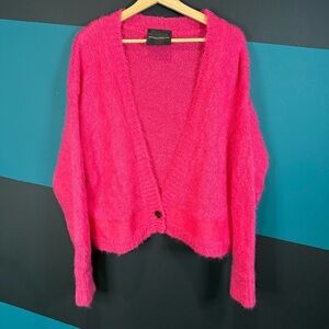 Erika Cavallini Cozy Fuchsia Women's Cardigan Sweater Alpaca Mohair Blend size S